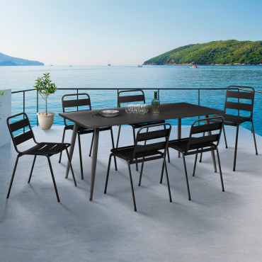 Chaises de jardin empilables en acier noires - lot de 6