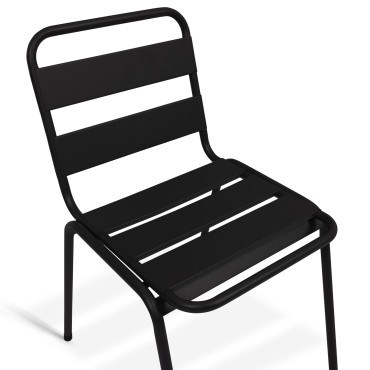 Chaises de jardin empilables en acier noires - lot de 6