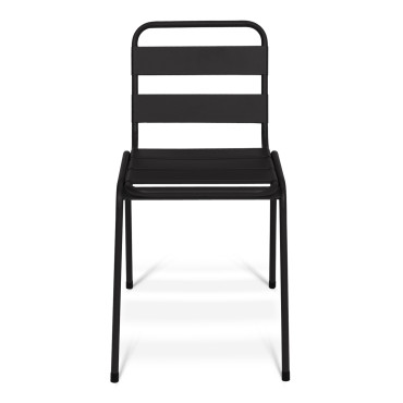 Chaises de jardin empilables en acier noires - lot de 6