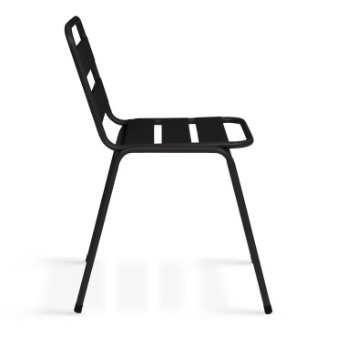 Chaises de jardin empilables en acier noires - lot de 6