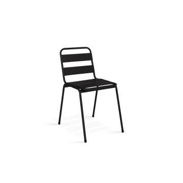Chaises de jardin empilables en acier noires - lot de 6