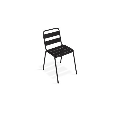 Chaises de jardin empilables en acier noires - lot de 6