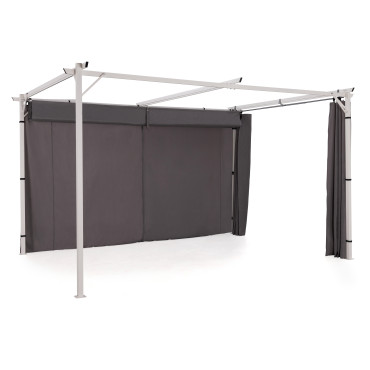Rideau universel pour pergola gris avec tringle 3m