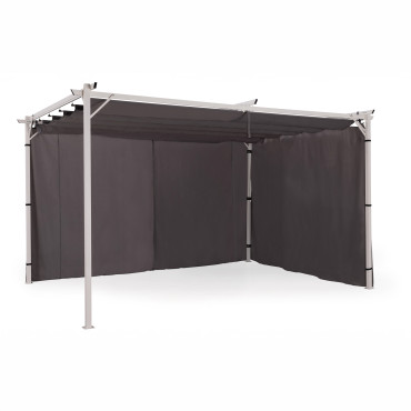 Rideau universel pour pergola gris avec tringle 3m