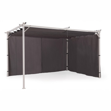 Rideau universel pour pergola gris avec tringle 3m
