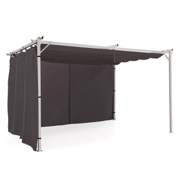 Rideau universel pour pergola gris avec tringle 3m