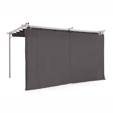 Rideau universel pour pergola gris avec tringle 3m