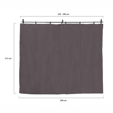 Rideau universel pour pergola gris avec tringle 3m