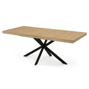 Table à manger extensible Spider 160-200cm bois noir avec rangement