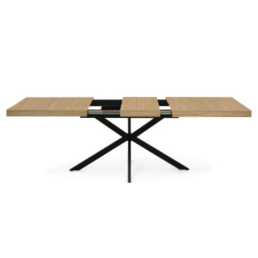 Table à manger extensible Spider 160-200cm bois noir avec rangement