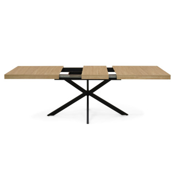 Table à manger extensible Spider 160-200cm bois noir avec rangement