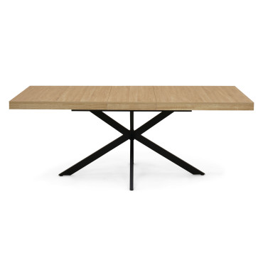 Table à manger extensible Spider 160-200cm bois noir avec rangement