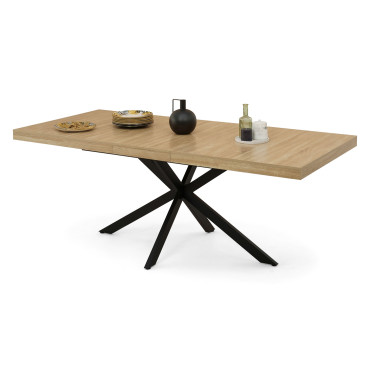 Table à manger extensible Spider 160-200cm bois noir avec rangement