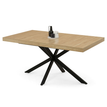 Table à manger extensible Spider 160-200cm bois noir avec rangement