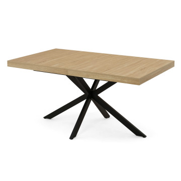 Table à manger extensible Spider 160-200cm bois noir avec rangement