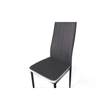 Chaises Jodie imitation cuir gris et blanc et pieds métal - lot de 6