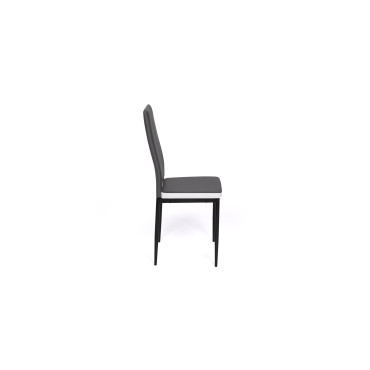 Chaises Jodie imitation cuir gris et blanc et pieds métal - lot de 6