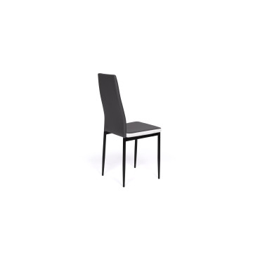 Chaises Jodie imitation cuir gris et blanc et pieds métal - lot de 6