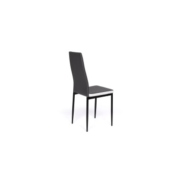 Chaises Jodie imitation cuir gris et blanc et pieds métal - lot de 6