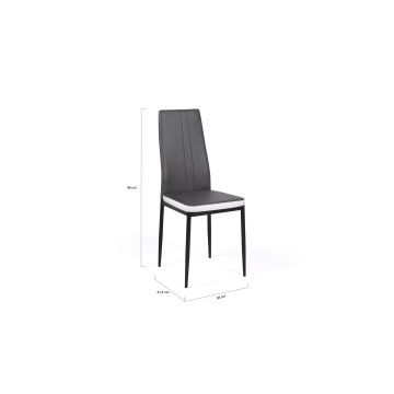 Chaises Jodie imitation cuir gris et blanc et pieds métal - lot de 6