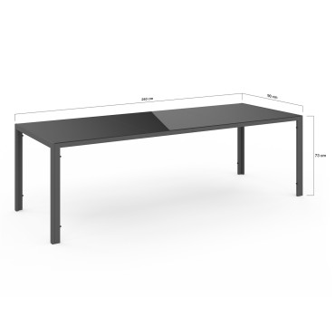 Table de jardin Formentera 240cm verre trempé