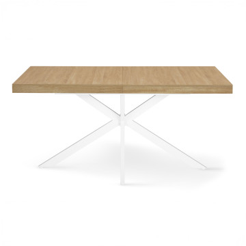 Table à manger extensible Spider 160-200cm bois blanc avec rangement