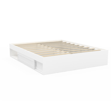 Cadre de lit Orem 160x200cm blanc tiroir coulissant