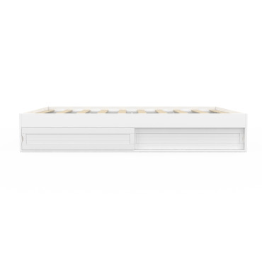 Cadre de lit Orem 160x200cm blanc tiroir coulissant