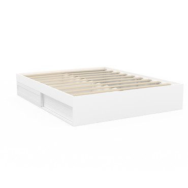Cadre de lit Orem 160x200cm blanc tiroir coulissant