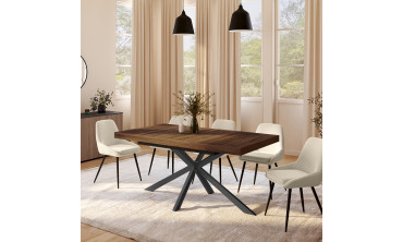 Table à manger extensible Spider 160-200cm effet noyer avec rangement