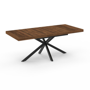 Table à manger extensible Spider 160-200cm effet noyer avec rangement