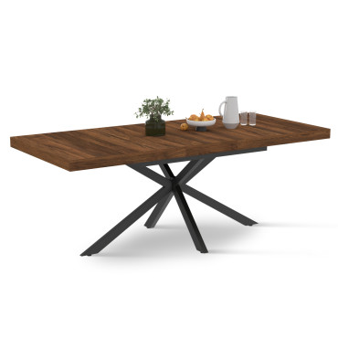 Table à manger extensible Spider 160-200cm effet noyer avec rangement