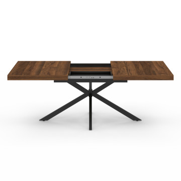 Table à manger extensible Spider 160-200cm effet noyer avec rangement