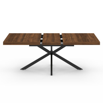 Table à manger extensible Spider 160-200cm effet noyer avec rangement