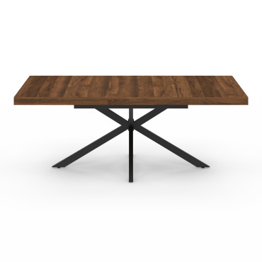 Table à manger extensible Spider 160-200cm effet noyer avec rangement