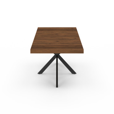 Table à manger extensible Spider 160-200cm effet noyer avec rangement