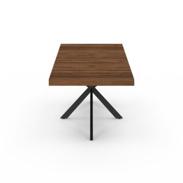 Table à manger extensible Spider 160-200cm effet noyer avec rangement