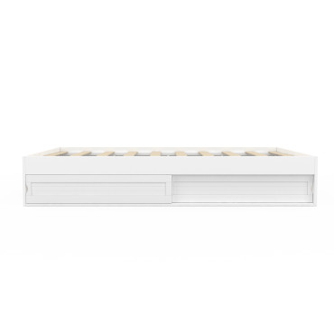 Cadre de lit Orem 140x190cm blanc tiroir coulissant