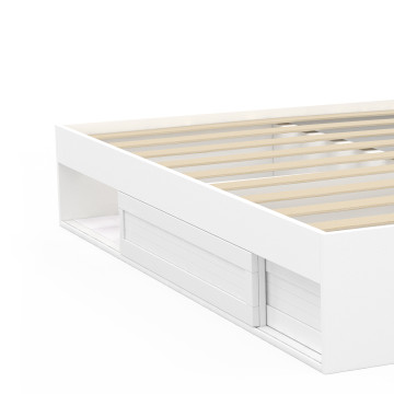 Cadre de lit Orem 140x190cm blanc tiroir coulissant