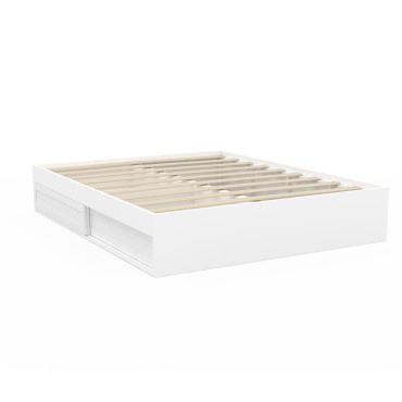 Cadre de lit Orem 140x190cm blanc tiroir coulissant