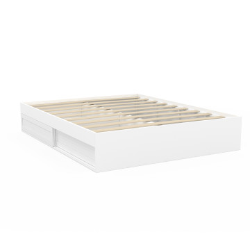 Cadre de lit Orem 140x190cm blanc tiroir coulissant