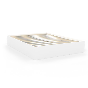 Cadre de lit Orem 140x190cm blanc tiroir coulissant