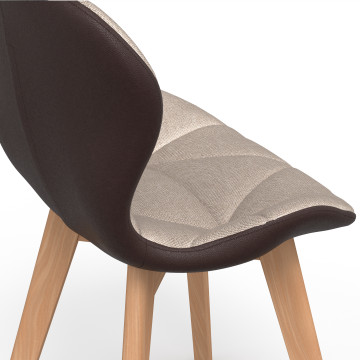 Chaises Gladys tissu taupe pieds bois - lot de 4