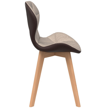 Chaises Gladys tissu taupe pieds bois - lot de 4