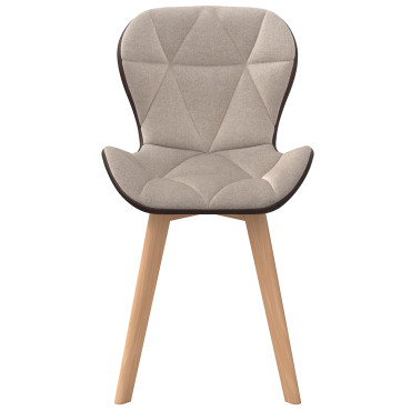 Chaises Gladys tissu taupe pieds bois - lot de 2