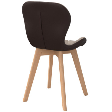Chaises Gladys tissu taupe pieds bois - lot de 2