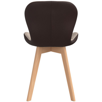 Chaises Gladys tissu taupe pieds bois - lot de 2