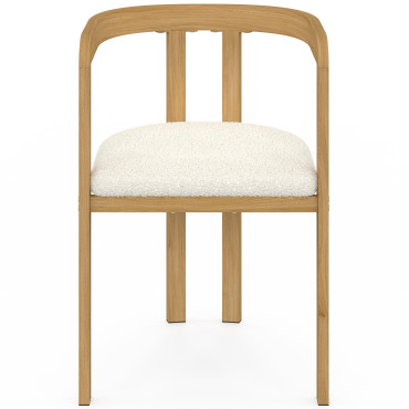 Chaises Elisa bouclette blanche pieds effet bois - lot de 4