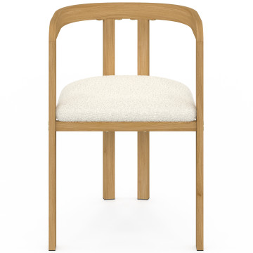 Chaises Elisa bouclette blanche pieds effet bois - lot de 4