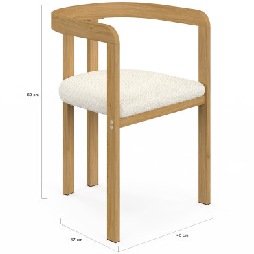 Chaises Elisa bouclette blanche pieds effet bois - lot de 4